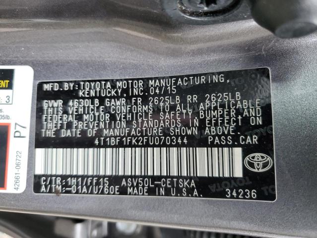 Photo 12 VIN: 4T1BF1FK2FU070344 - TOYOTA CAMRY LE 