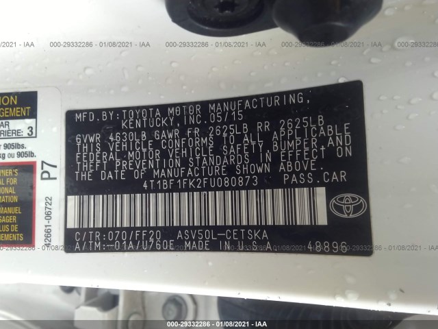 Photo 8 VIN: 4T1BF1FK2FU080873 - TOYOTA CAMRY 