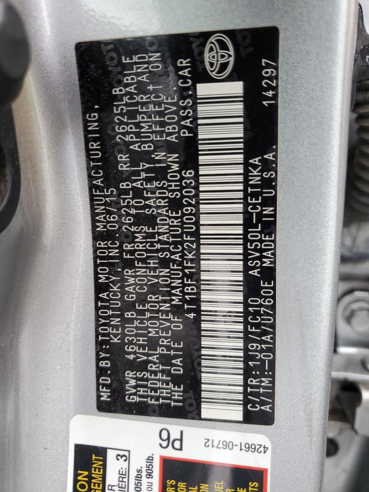 Photo 11 VIN: 4T1BF1FK2FU092036 - TOYOTA CAMRY 