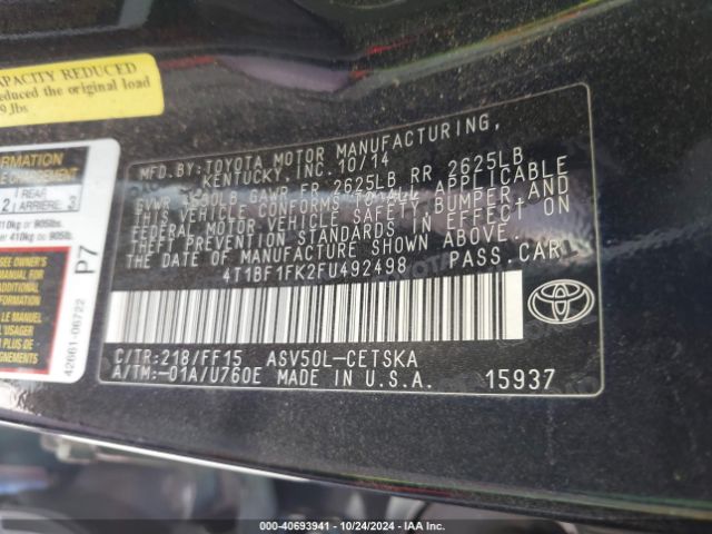 Photo 8 VIN: 4T1BF1FK2FU492498 - TOYOTA CAMRY 