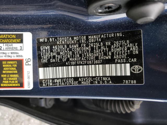 Photo 9 VIN: 4T1BF1FK2FU873607 - TOYOTA CAMRY LE 