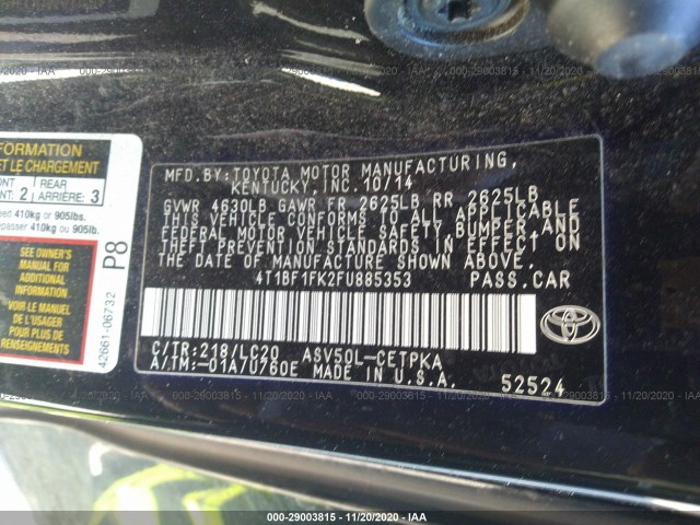 Photo 8 VIN: 4T1BF1FK2FU885353 - TOYOTA CAMRY 