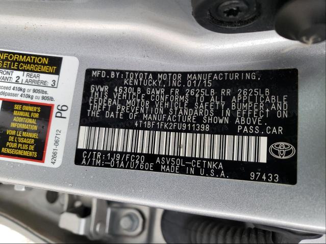 Photo 9 VIN: 4T1BF1FK2FU911398 - TOYOTA CAMRY LE 