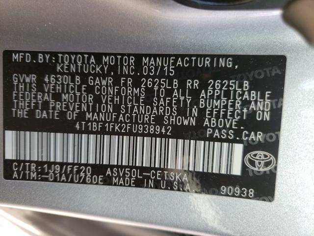 Photo 9 VIN: 4T1BF1FK2FU938942 - TOYOTA CAMRY LE 