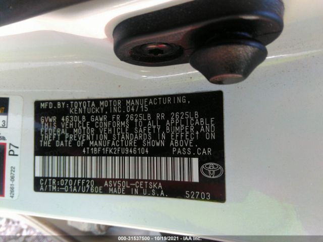 Photo 8 VIN: 4T1BF1FK2FU946104 - TOYOTA CAMRY 