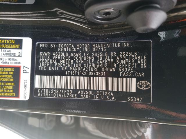 Photo 9 VIN: 4T1BF1FK2FU973531 - TOYOTA CAMRY LE 