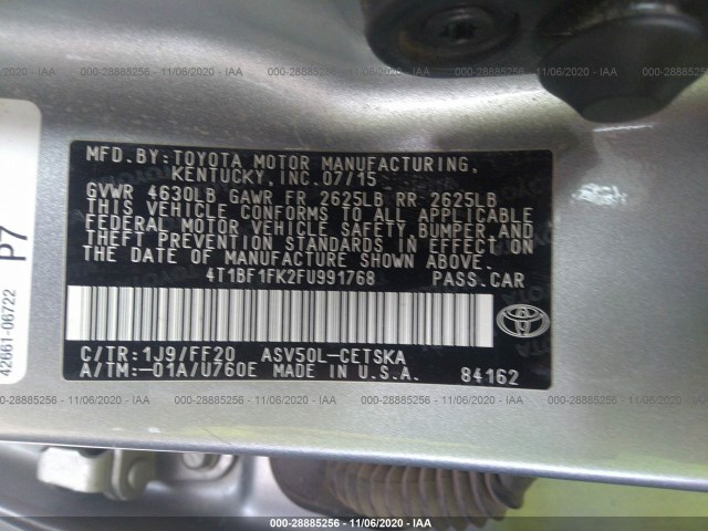 Photo 8 VIN: 4T1BF1FK2FU991768 - TOYOTA CAMRY 