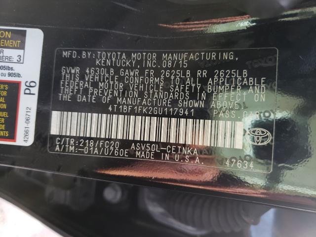 Photo 9 VIN: 4T1BF1FK2GU117941 - TOYOTA CAMRY LE 