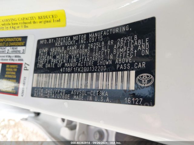 Photo 8 VIN: 4T1BF1FK2GU132200 - TOYOTA CAMRY 