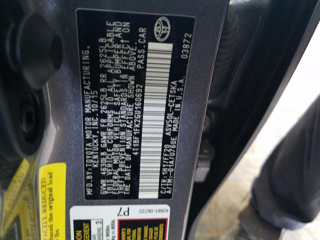 Photo 9 VIN: 4T1BF1FK2GU160692 - TOYOTA CAMRY LE 