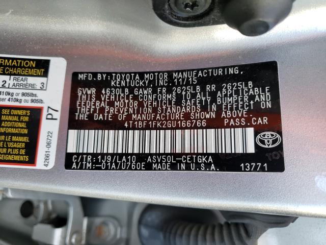 Photo 9 VIN: 4T1BF1FK2GU166766 - TOYOTA CAMRY LE 