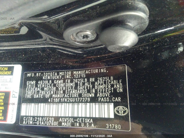 Photo 8 VIN: 4T1BF1FK2GU177279 - TOYOTA CAMRY 