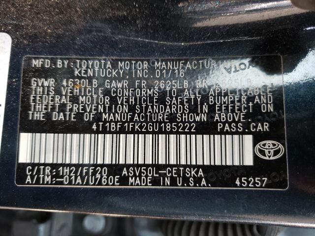 Photo 9 VIN: 4T1BF1FK2GU185222 - TOYOTA CAMRY LE 