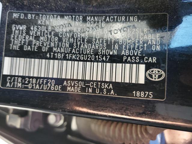 Photo 12 VIN: 4T1BF1FK2GU201547 - TOYOTA CAMRY 