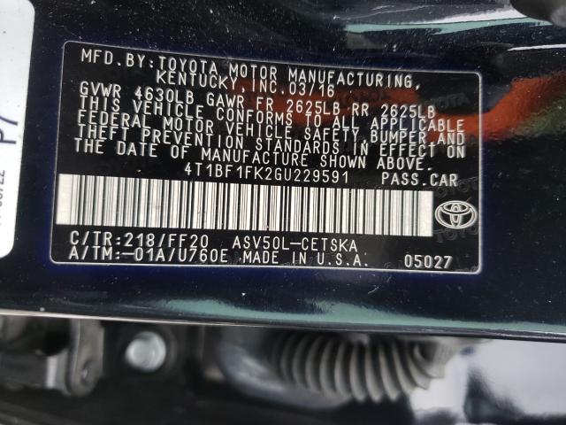 Photo 9 VIN: 4T1BF1FK2GU229591 - TOYOTA CAMRY LE 