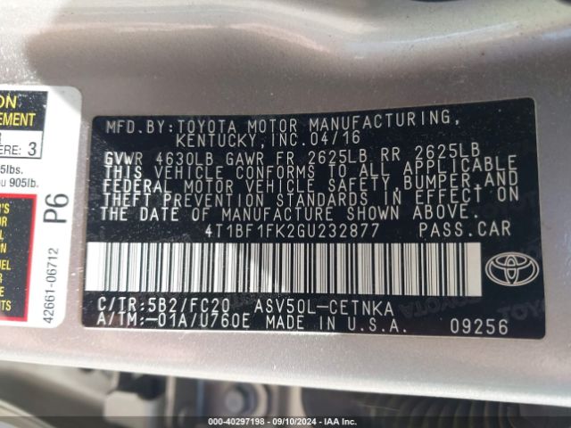 Photo 8 VIN: 4T1BF1FK2GU232877 - TOYOTA CAMRY 