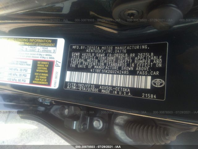 Photo 8 VIN: 4T1BF1FK2GU242485 - TOYOTA CAMRY 