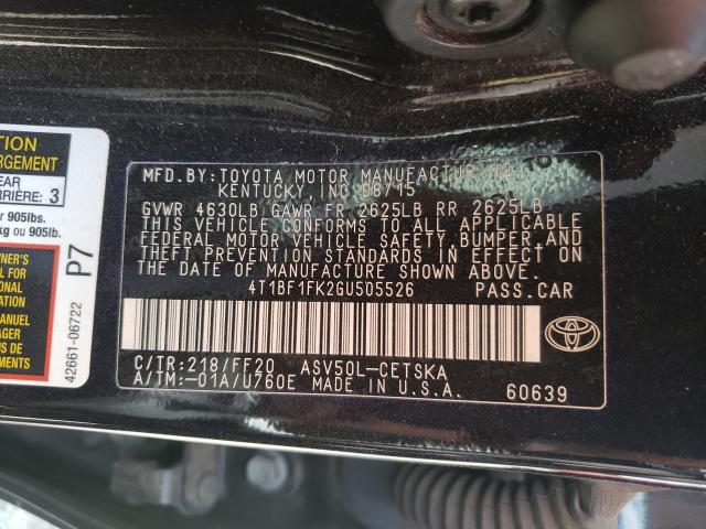 Photo 9 VIN: 4T1BF1FK2GU505526 - TOYOTA CAMRY LE 