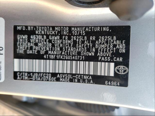 Photo 9 VIN: 4T1BF1FK2GU540731 - TOYOTA CAMRY LE 