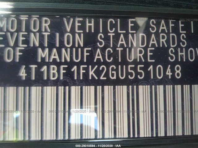 Photo 8 VIN: 4T1BF1FK2GU551048 - TOYOTA CAMRY 