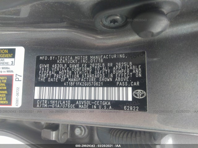 Photo 8 VIN: 4T1BF1FK2GU570621 - TOYOTA CAMRY 