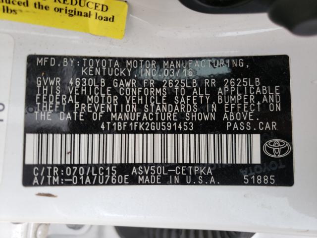 Photo 9 VIN: 4T1BF1FK2GU591453 - TOYOTA CAMRY LE 