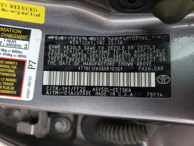 Photo 9 VIN: 4T1BF1FK2GU610101 - TOYOTA CAMRY LE 