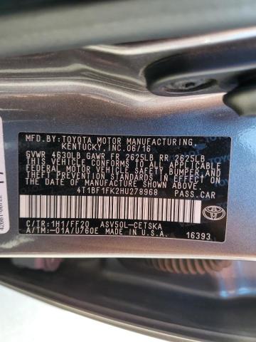 Photo 9 VIN: 4T1BF1FK2HU278968 - TOYOTA CAMRY LE 