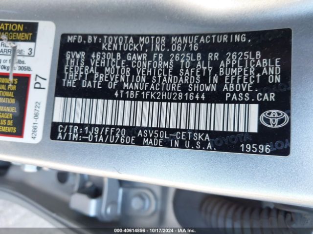 Photo 8 VIN: 4T1BF1FK2HU281644 - TOYOTA CAMRY 