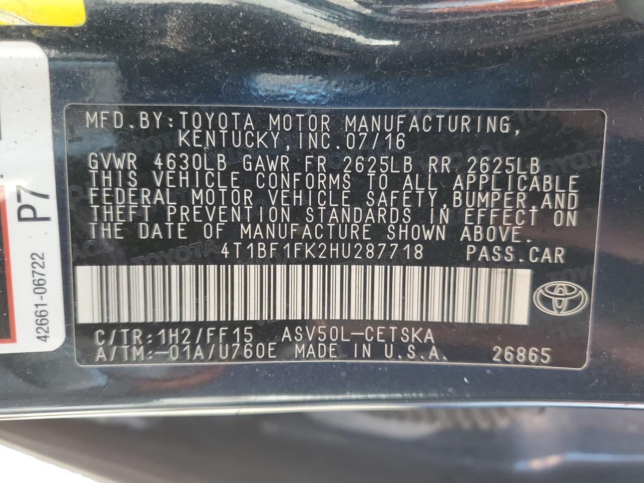 Photo 11 VIN: 4T1BF1FK2HU287718 - TOYOTA CAMRY 