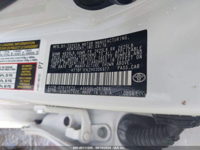 Photo 8 VIN: 4T1BF1FK2HU306977 - TOYOTA CAMRY 