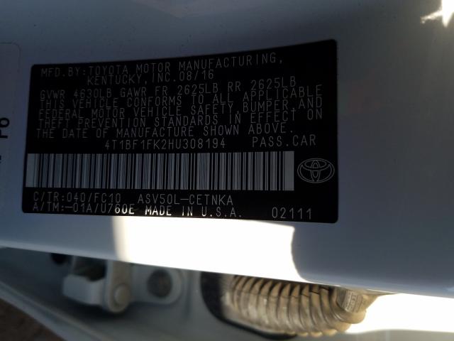 Photo 9 VIN: 4T1BF1FK2HU308194 - TOYOTA CAMRY LE 