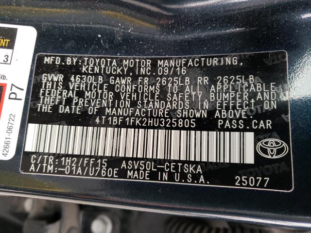 Photo 9 VIN: 4T1BF1FK2HU325805 - TOYOTA CAMRY LE 