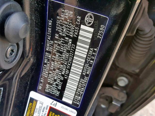 Photo 9 VIN: 4T1BF1FK2HU327733 - TOYOTA CAMRY LE 