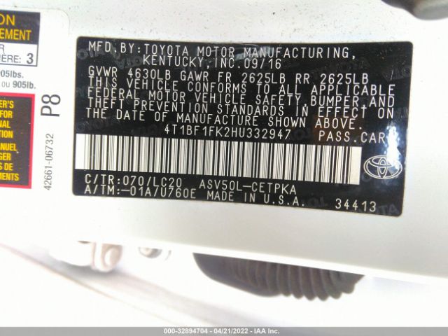 Photo 8 VIN: 4T1BF1FK2HU332947 - TOYOTA CAMRY 