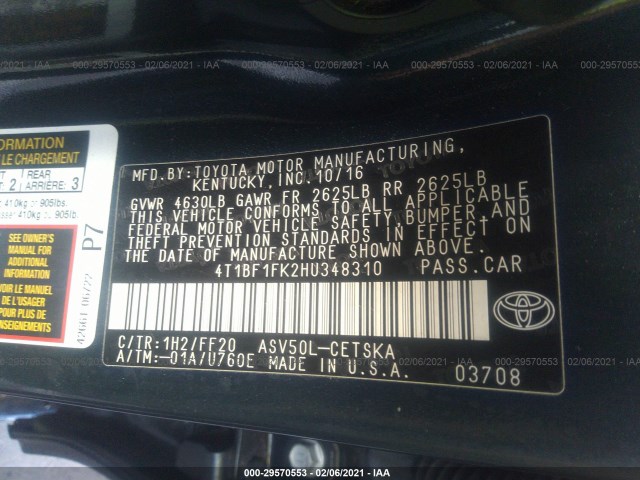 Photo 8 VIN: 4T1BF1FK2HU348310 - TOYOTA CAMRY 