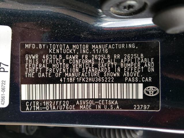 Photo 11 VIN: 4T1BF1FK2HU365222 - TOYOTA CAMRY 