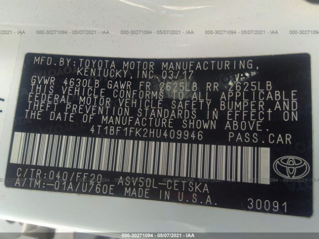 Photo 8 VIN: 4T1BF1FK2HU409946 - TOYOTA CAMRY 