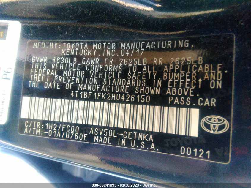 Photo 8 VIN: 4T1BF1FK2HU426150 - TOYOTA CAMRY 