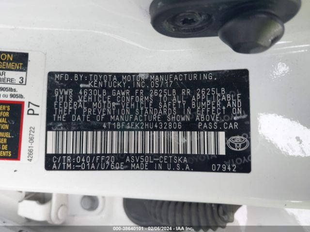 Photo 8 VIN: 4T1BF1FK2HU432806 - TOYOTA CAMRY 