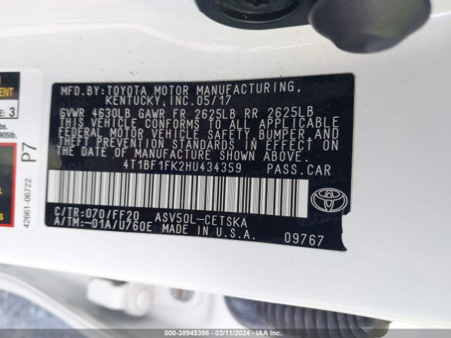 Photo 8 VIN: 4T1BF1FK2HU434359 - TOYOTA CAMRY 