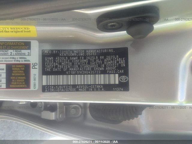 Photo 8 VIN: 4T1BF1FK2HU435723 - TOYOTA CAMRY 