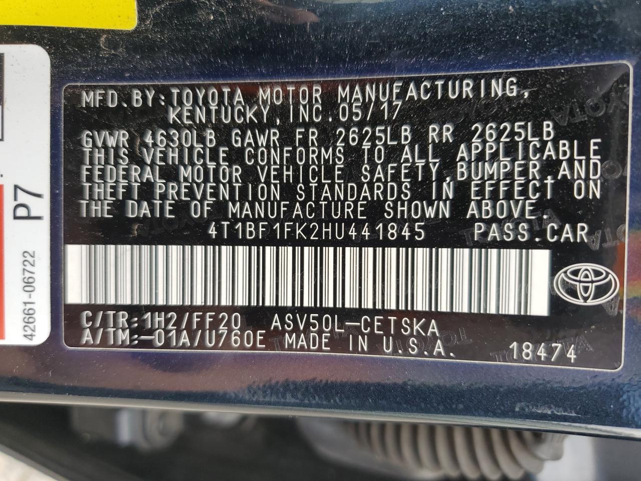 Photo 12 VIN: 4T1BF1FK2HU441845 - TOYOTA CAMRY 