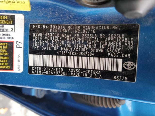 Photo 11 VIN: 4T1BF1FK2HU647294 - TOYOTA CAMRY LE 