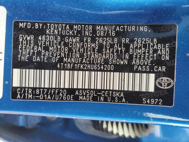 Photo 11 VIN: 4T1BF1FK2HU654200 - TOYOTA CAMRY 