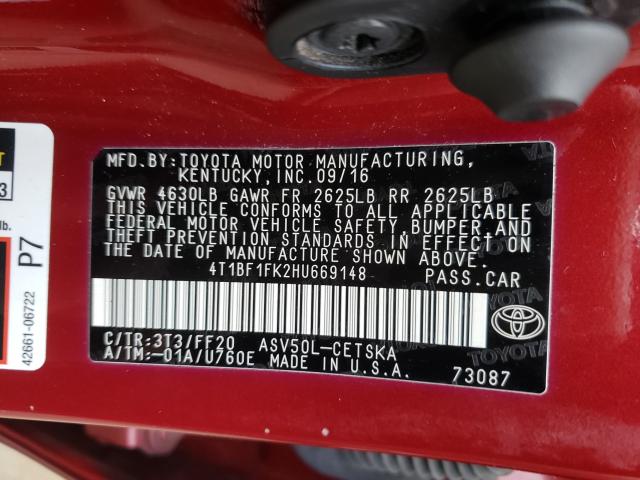 Photo 9 VIN: 4T1BF1FK2HU669148 - TOYOTA CAMRY LE 