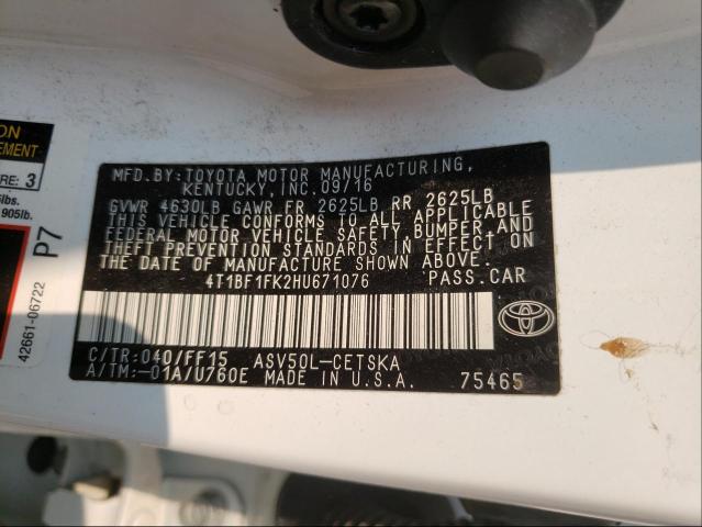 Photo 9 VIN: 4T1BF1FK2HU671076 - TOYOTA CAMRY LE 