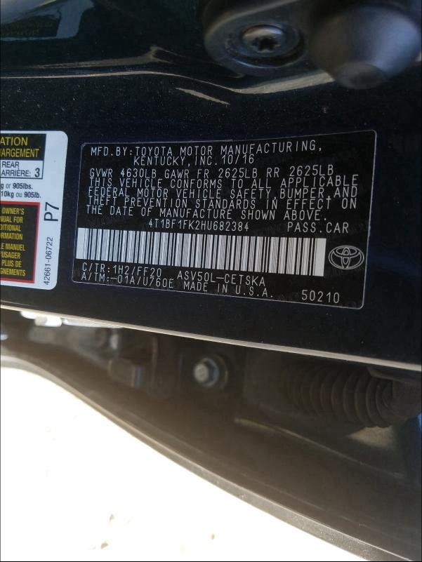 Photo 9 VIN: 4T1BF1FK2HU682384 - TOYOTA CAMRY 