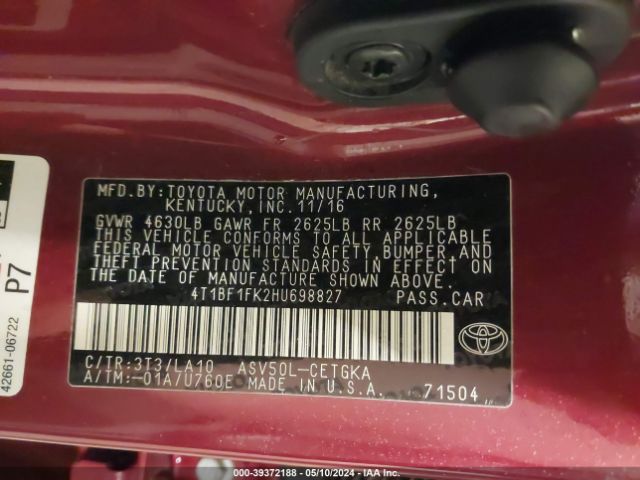 Photo 8 VIN: 4T1BF1FK2HU698827 - TOYOTA CAMRY 