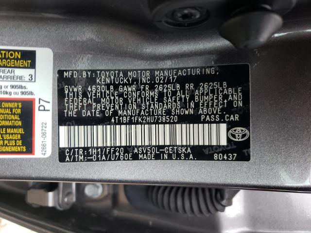 Photo 9 VIN: 4T1BF1FK2HU738520 - TOYOTA CAMRY LE 